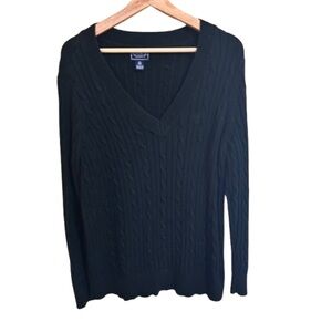 Chaps Classics Crest Heavy Cable Knit V-Neck Sweater Size 2X Cotton Neutral